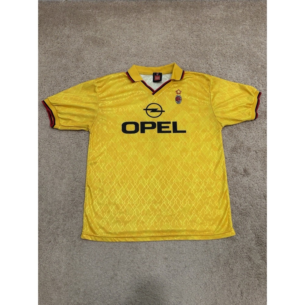 AC Milan 1995-1996 Third Football Shirt Soccer Jersey Yellow Size Men's Large